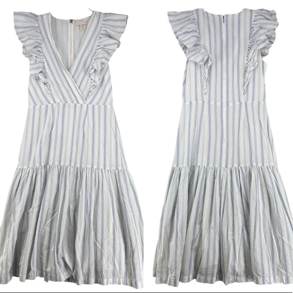 8 REBECCA TAYLOR MIDI STRIPED SUNDRESS RUFFLE FLOUNCE ADULT LADIES 918281d747 - Picture 13 of 15